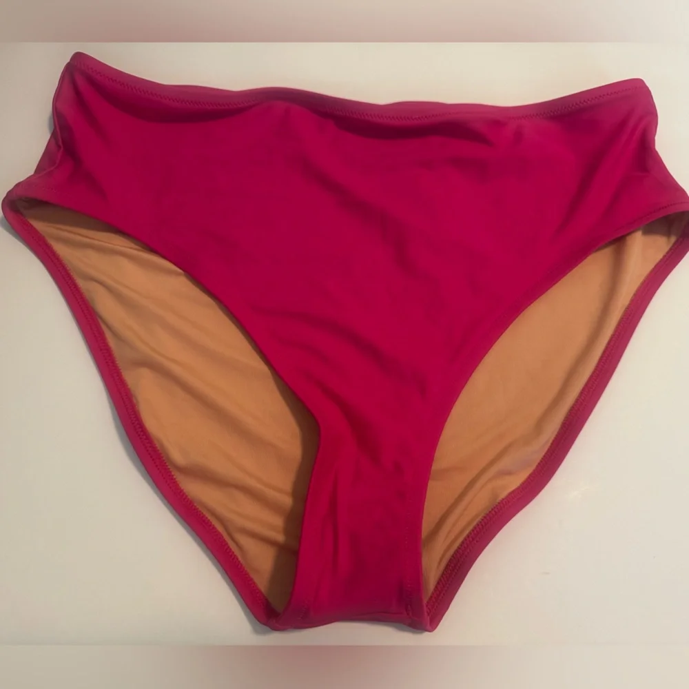 NWT J.CREW Bikini Bottom Radiant Fuchsia High Rise Full Coverage BM642, Size XL